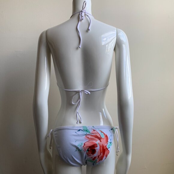 Guess white floral print triangle top tie side bikini - Picture 7 of 8